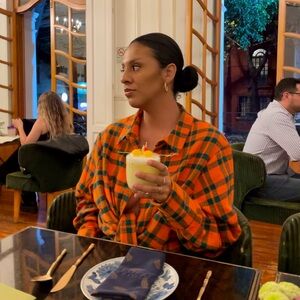 PrettyLittleThing Women's Orange and Green Plaid Shirt